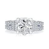 3.00ct Vintage Cushion Cut Diamond Engagement Ring, 925 Silver