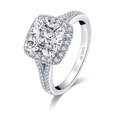 2.00ct Vintage Cushion Cut, Diamond Halo Engagement Ring, 925 Silver