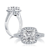 2.00ct Vintage Cushion Cut, Diamond Halo Engagement Ring, 925 Silver