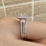 1.60ct Princess Cut Halo Diamond Ring, Bridal Ring Set, 925 Sterling Silver