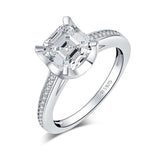 2.50ct Asscher Cut Diamond Engagement Ring, 925 Silver
