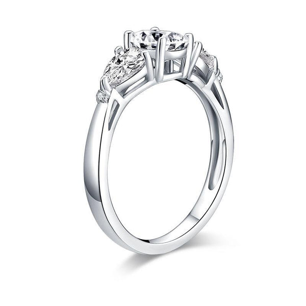 1.75ct Oval Cut Diamond 3 Stone Engagement Ring, 925 Silver
