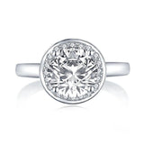 2.65ct Round Cut Diamond Halo Engagement Ring, 925 Silver