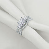 2.00ct Princess Cut Diamond Ring Set, 925 Sterling Silver