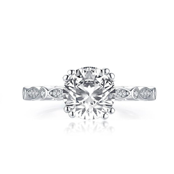 2.00ct Round Cut, Vintage Diamond Engagement Ring, 925 Silver