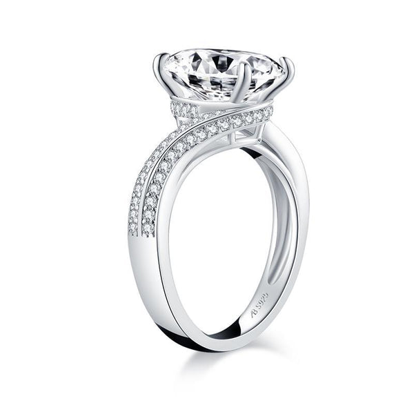 4.50ct Oval Cut Twist Diamond Engagement Ring, 925 Silver