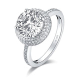 2.65ct Round Cut Diamond Engagement Ring, Double Halo, 925 Silver