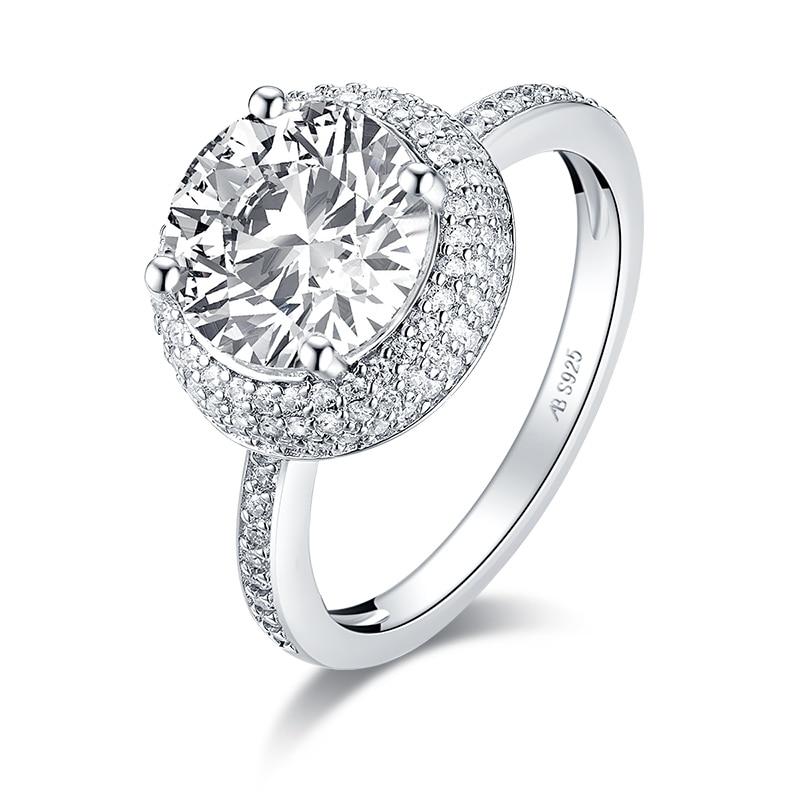 2.65ct Round Cut Diamond Engagement Ring, Double Halo, 925 Silver