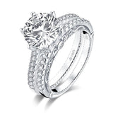 2.65ct Round Cut Diamond Ring, Vintage Design Bridal Ring Set, 925 Sterling Silver