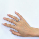 3.20ct Oval Cut Moissanite 3 Stone, Classic Engagement Ring, Available in White Gold or Platinum with Rose Gold Detailing