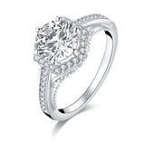 2.00ct Vintage Brilliant Cut Diamond Engagement Ring, 925 Silver