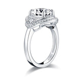 3.00ct Oval Cut, Double Halo Diamond Engagement Ring, 925 Silver