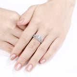 1.20ct Vintage Round Cut Diamond Ring Set, 925 Sterling Silver