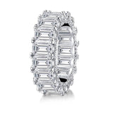 9.00ct Emerald Cut Diamond Wedding Band, Full Eternity Ring, 925 Sterling Silver