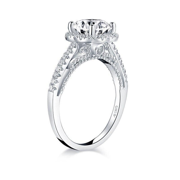 2.00ct Vintage Brilliant Cut, Diamond Halo Engagement Ring, 925 Silver