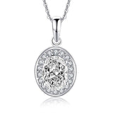 1.25ct Bridal Oval Diamond Halo Pendant, Bridal Halo Diamond Necklace, 925 Silver