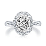 3.00ct Oval Cut Diamond Halo Engagement Ring, 925 Silver