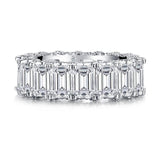 9.00ct Emerald Cut Diamond Wedding Band, Full Eternity Ring, 925 Sterling Silver