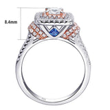 1.60ct Princess Cut Halo Diamond Ring, Bridal Ring Set, 925 Sterling Silver