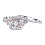 1.60ct Princess Cut Halo Diamond Ring, Bridal Ring Set, 925 Sterling Silver