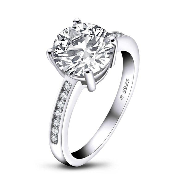 2.65ct Classic Brilliant Cut Diamond Engagement Ring, 925 Silver