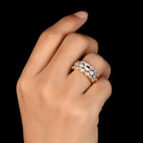 3 piece Eternity Band Set, Vintage Design Half Eternity Rings, 925 Sterling Silver