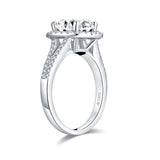 2.00ct Vintage Cushion Cut, Diamond Halo Engagement Ring, 925 Silver