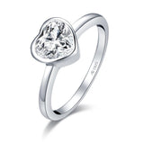 1.25ct Heart Shaped Diamond Engagement Ring, Rub Over Setting, 925 Silver
