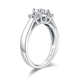 0.80ct Round Cut Diamond 3 Stone Engagement Ring, 925 Silver