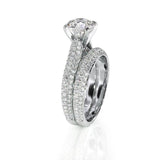 1.00ct Round Cut Moissanite Engagement Ring & Wedding Band Set, 14Kt 585 White Gold