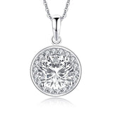 2.00ct Round Cut Diamond Halo Pendant, Bridal Halo Diamond Necklace, 925 Silver