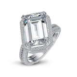 6.00ct Emerald Cut, Diamond Halo Luxury Ring, 925 Silver