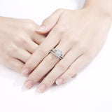 1.50ct Radiant Cut Double Halo Diamond Ring Set, 925 Sterling Silver