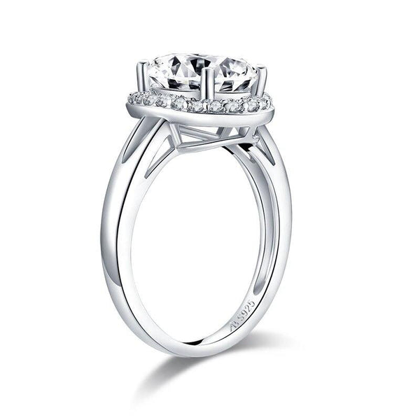 3.00ct Oval Cut Diamond Halo Engagement Ring, 925 Silver