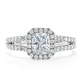 Lab-Diamond Radiant Cut Halo Engagement Ring, Classic Style, Choose Your Stone Size and Metal