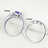 1.40ct Cushion Cut Sapphire Ring, Bridal Ring Set, 925 Sterling Silver