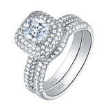 2.50ct Cushion Cut Diamond Halo Ring, Bridal Ring Set, 925 Sterling Silver