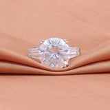 8.00ct Round Cut Moissanite, Classic Engagement Ring, 14Kt 585 White Gold