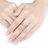 2.20ct Vintage Round Cut Diamond Ring Set x 3 piece, 925 Sterling Silver