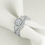 1.40ct Round Cut Diamond Ring Set, Bridal Rings, 925 Sterling Silver