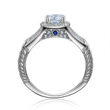 1.20ct Vintage Round Cut Diamond Ring Set, 925 Sterling Silver