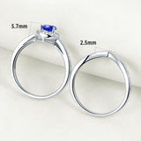 2.00ct Pear Cut Blue Sapphire Ring, Bridal Ring Set, 925 Sterling Silver