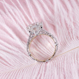 4.00ct Round Cut Moissanite Engagement Ring, Vintage Design, 14Kt 585 White & Yellow Gold