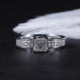Lab-Diamond Princess Cut, Classic Engagement Ring, Wide Band, Choose Your Stone Size and Metal