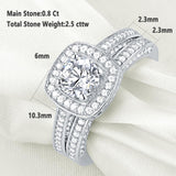 2.50ct Vintage Round Cut Halo Diamond Ring, Bridal Ring Set, 925 Sterling Silver