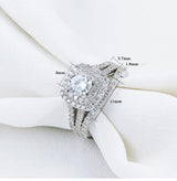 1.80ct Round Cut Halo Diamond Ring, Bridal Ring Set, 925 Sterling Silver