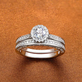 1.75ct Vintage Round Cut Halo Diamond Ring, Bridal Ring Set, 925 Sterling Silver