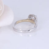 1.00ct Round Cut Moissanite, Vintage Design Engagement Ring, 14Kt 585 White & Yellow Gold