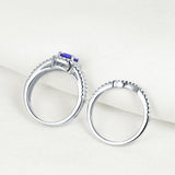 1.40ct Cushion Cut Sapphire Ring, Bridal Ring Set, 925 Sterling Silver