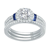 1.70ct Round Cut Diamond Ring Set x 3 piece, 925 Sterling Silver